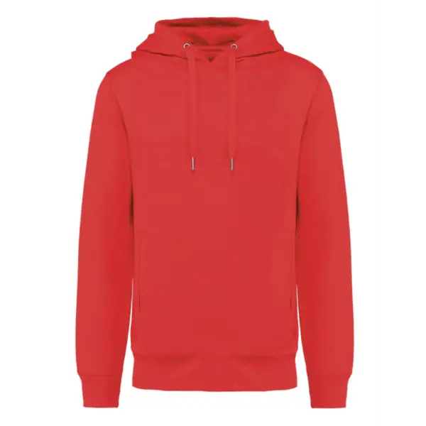 K4009 - Sweat-shirt à capuche unisexe  broderie centrale CNN différents coloris Rouge Taille S